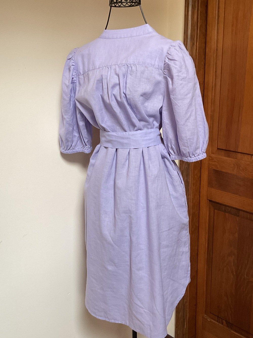 Gap Women Linen Cotton Mini Shirt Dress S Linen Cotton Belted Puff Sleeve - Picture 5 of 9